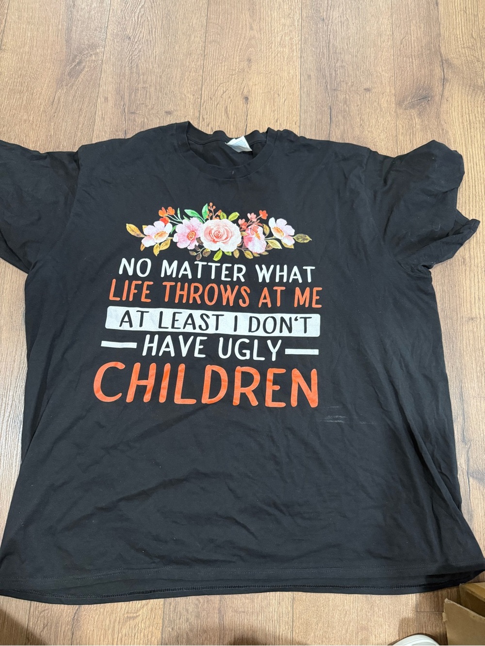 Black' Graphic Tee with Floral Detail - No Matter What